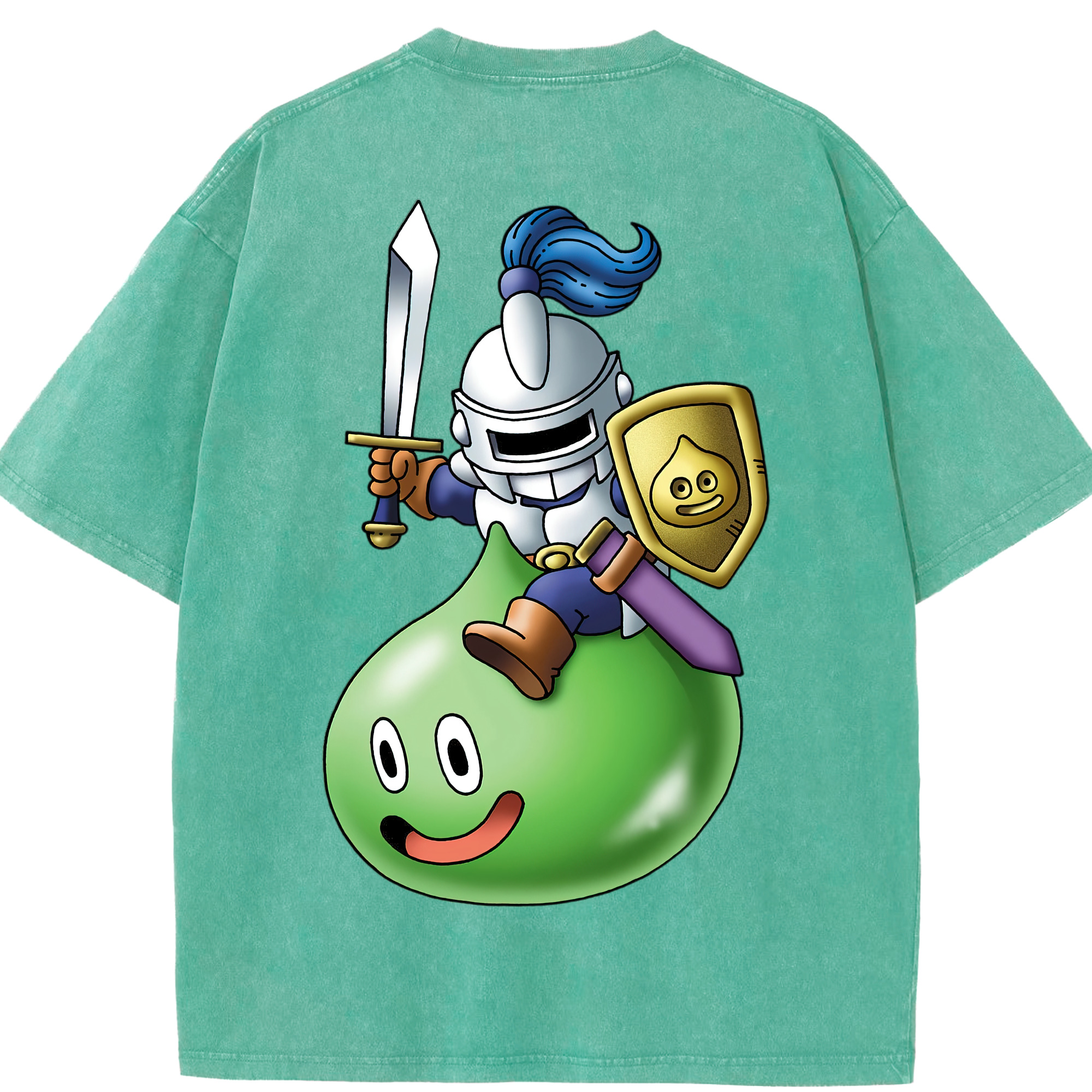 （画像用） ドラゴンクエスト Doragon Kuesuto Dragon Quest 綿100% ヴィンテージ風 半袖Tシャツ（背面プリント）